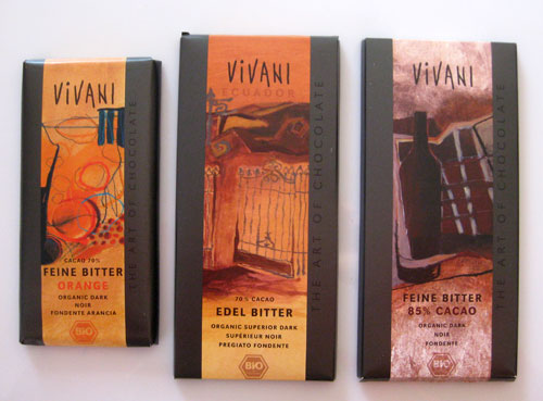 Das ausgewählte Vivani-Trio Bitter-Schokolade