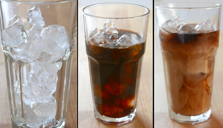 Cold Brew: Gut gekühlt, gerne auf Eis, dann verdünnt mit Wasser und / oder Milch. 