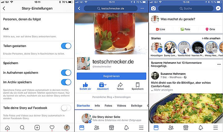 Stories bei Instagram und Facebook