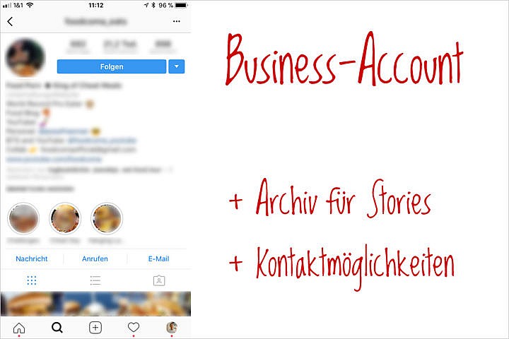 Instagram Business-Account: Vorteil Kontakte und Statistik