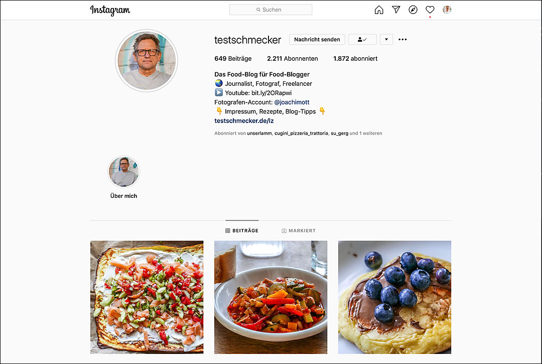 Mein Instagram Account @testschmecker.