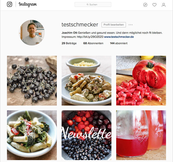 Instagram-Account für den testschmecker und Neu-Entdeckungen